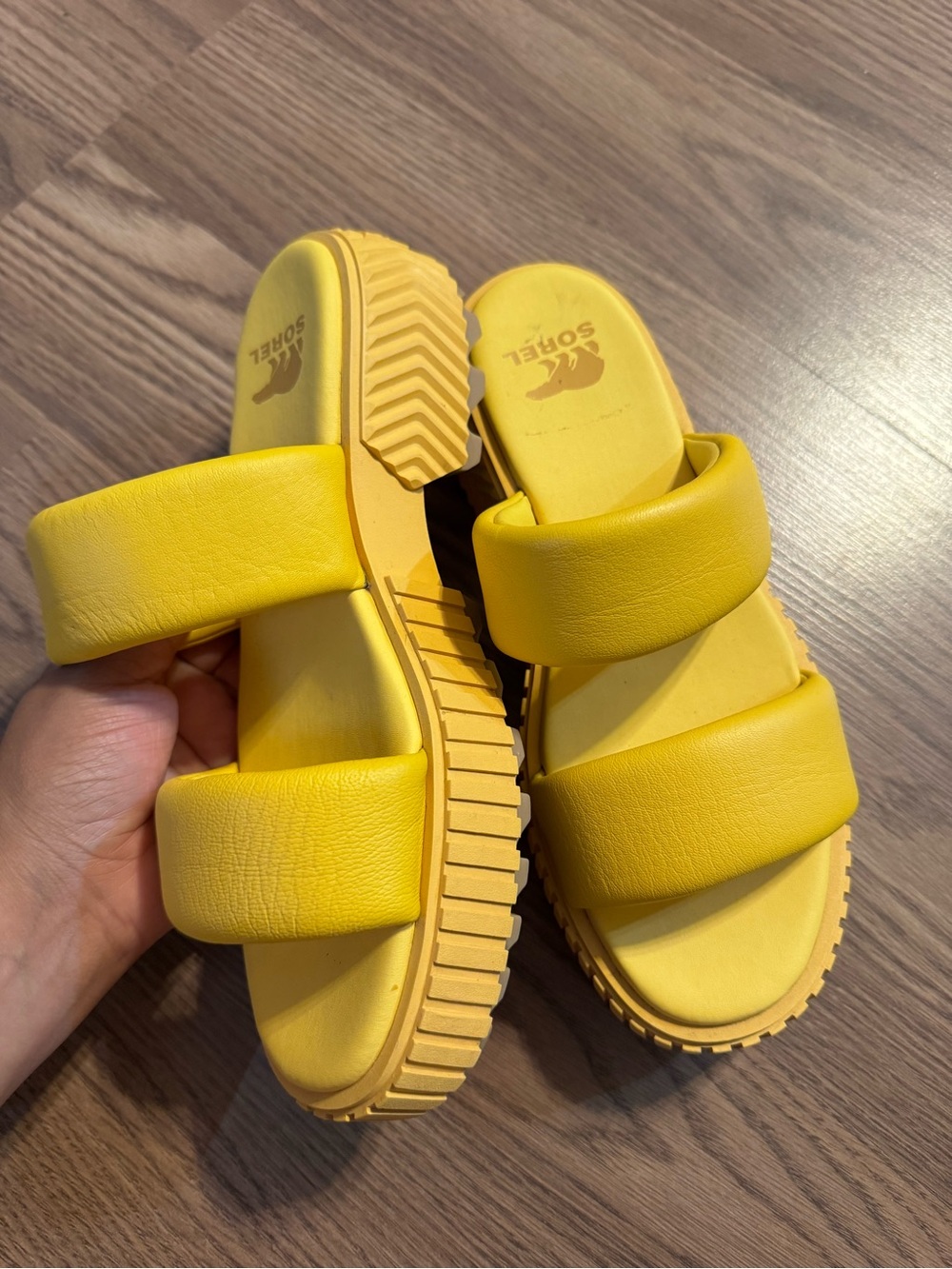Sorel Bright Yellow Padded Slide Sandals